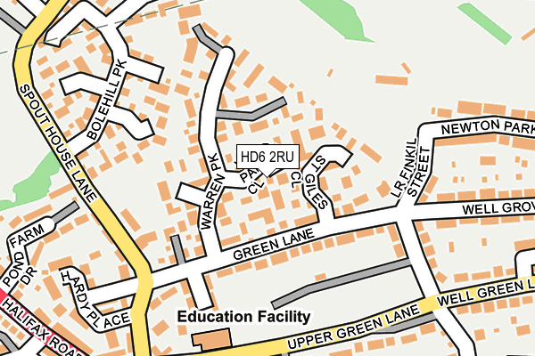 HD6 2RU map - OS OpenMap – Local (Ordnance Survey)