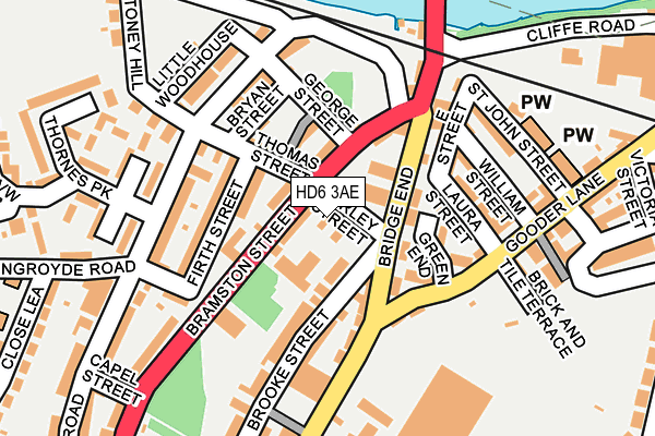 HD6 3AE map - OS OpenMap – Local (Ordnance Survey)