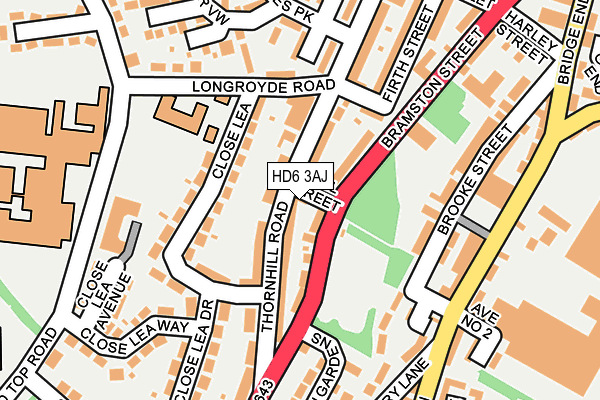 HD6 3AJ map - OS OpenMap – Local (Ordnance Survey)