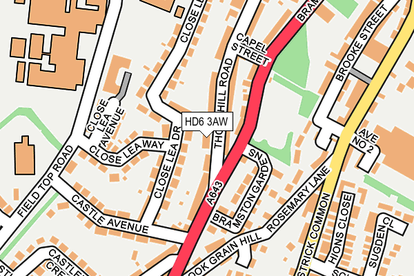 HD6 3AW map - OS OpenMap – Local (Ordnance Survey)