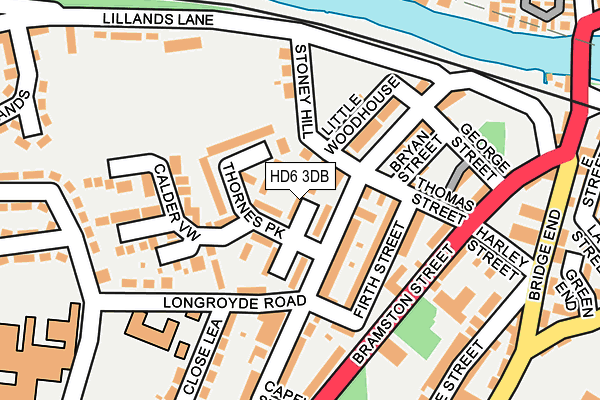 HD6 3DB map - OS OpenMap – Local (Ordnance Survey)