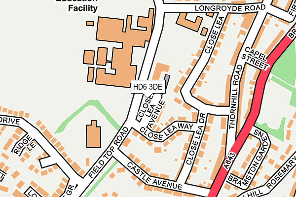 HD6 3DE map - OS OpenMap – Local (Ordnance Survey)