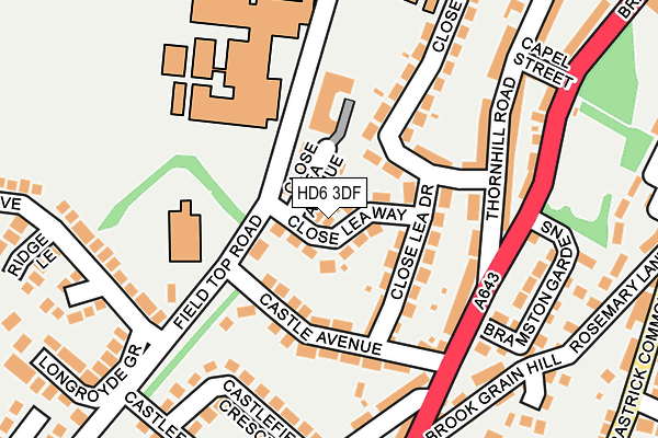 HD6 3DF map - OS OpenMap – Local (Ordnance Survey)