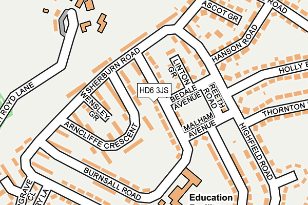 HD6 3JS map - OS OpenMap – Local (Ordnance Survey)