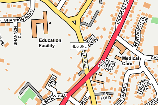 HD6 3NL map - OS OpenMap – Local (Ordnance Survey)