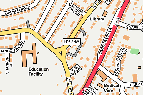 HD6 3NW map - OS OpenMap – Local (Ordnance Survey)