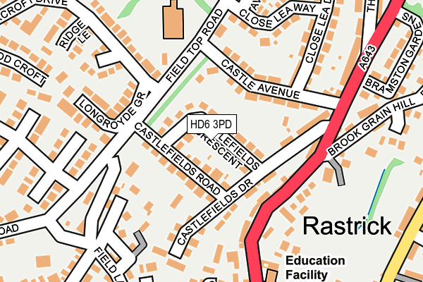 HD6 3PD map - OS OpenMap – Local (Ordnance Survey)