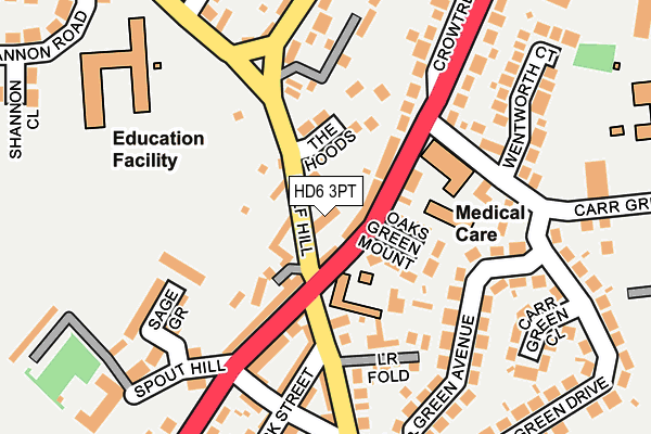 HD6 3PT map - OS OpenMap – Local (Ordnance Survey)