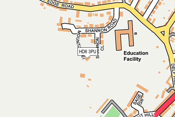 HD6 3PU map - OS OpenMap – Local (Ordnance Survey)