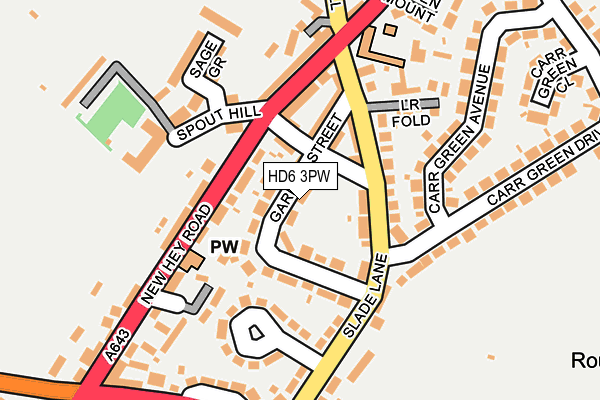 HD6 3PW map - OS OpenMap – Local (Ordnance Survey)