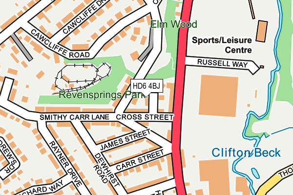 HD6 4BJ map - OS OpenMap – Local (Ordnance Survey)