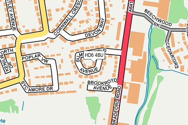 HD6 4BU map - OS OpenMap – Local (Ordnance Survey)