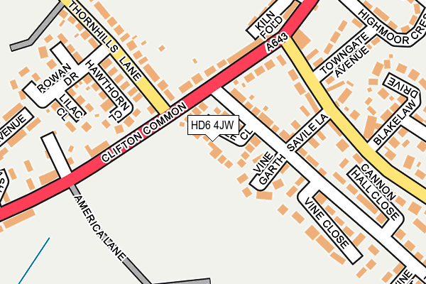 HD6 4JW map - OS OpenMap – Local (Ordnance Survey)