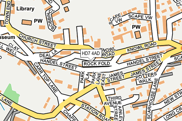 HD7 4AD map - OS OpenMap – Local (Ordnance Survey)