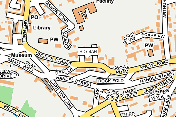 HD7 4AH map - OS OpenMap – Local (Ordnance Survey)