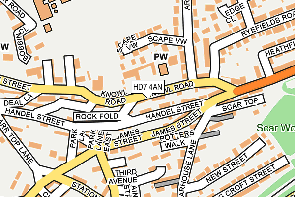 HD7 4AN map - OS OpenMap – Local (Ordnance Survey)