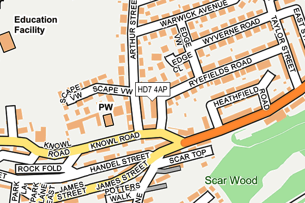 HD7 4AP map - OS OpenMap – Local (Ordnance Survey)