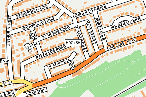 HD7 4BH map - OS OpenMap – Local (Ordnance Survey)