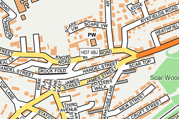 HD7 4BJ map - OS OpenMap – Local (Ordnance Survey)
