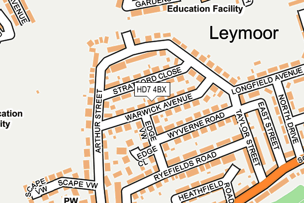 HD7 4BX map - OS OpenMap – Local (Ordnance Survey)