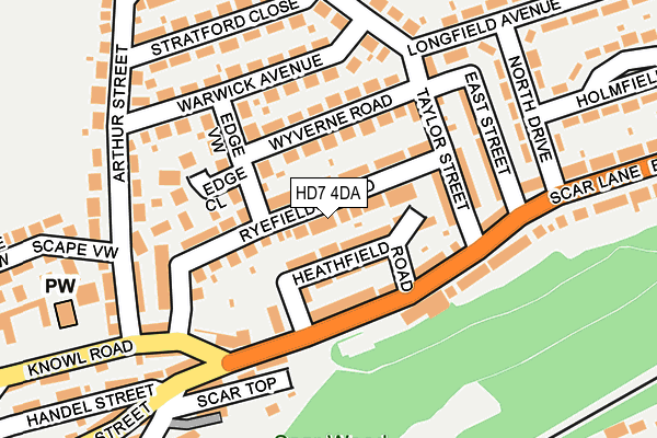 HD7 4DA map - OS OpenMap – Local (Ordnance Survey)