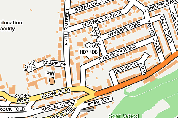 HD7 4DB map - OS OpenMap – Local (Ordnance Survey)