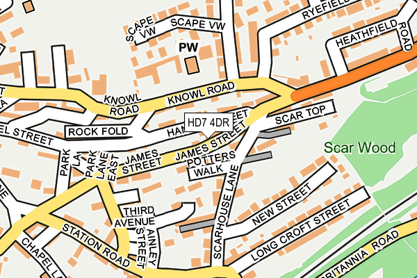 HD7 4DR map - OS OpenMap – Local (Ordnance Survey)