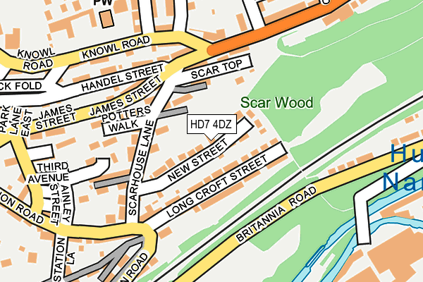 HD7 4DZ map - OS OpenMap – Local (Ordnance Survey)