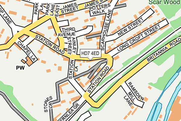 HD7 4ED map - OS OpenMap – Local (Ordnance Survey)