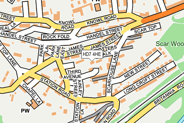 HD7 4HE map - OS OpenMap – Local (Ordnance Survey)