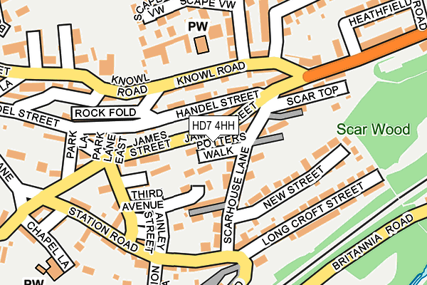HD7 4HH map - OS OpenMap – Local (Ordnance Survey)