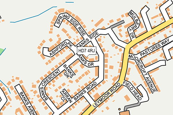 HD7 4RJ map - OS OpenMap – Local (Ordnance Survey)