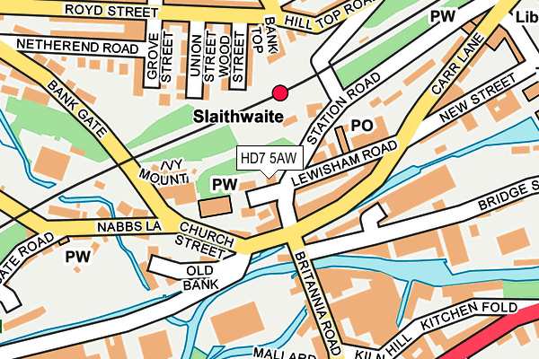 HD7 5AW map - OS OpenMap – Local (Ordnance Survey)