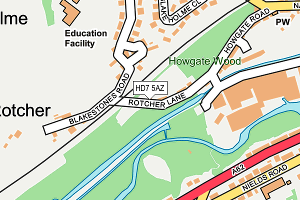 HD7 5AZ map - OS OpenMap – Local (Ordnance Survey)
