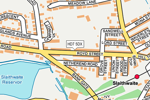 HD7 5DX map - OS OpenMap – Local (Ordnance Survey)