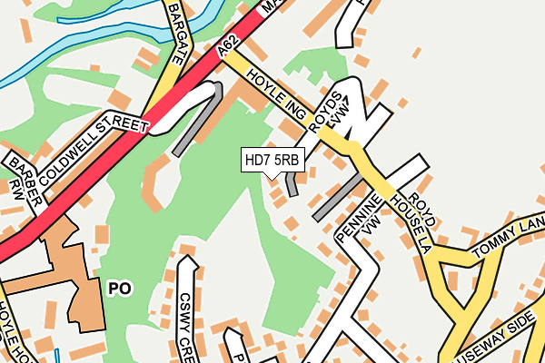 HD7 5RB map - OS OpenMap – Local (Ordnance Survey)