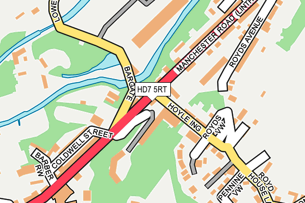 HD7 5RT map - OS OpenMap – Local (Ordnance Survey)