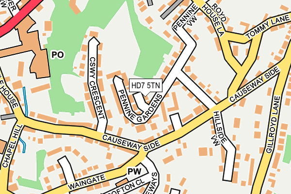HD7 5TN map - OS OpenMap – Local (Ordnance Survey)