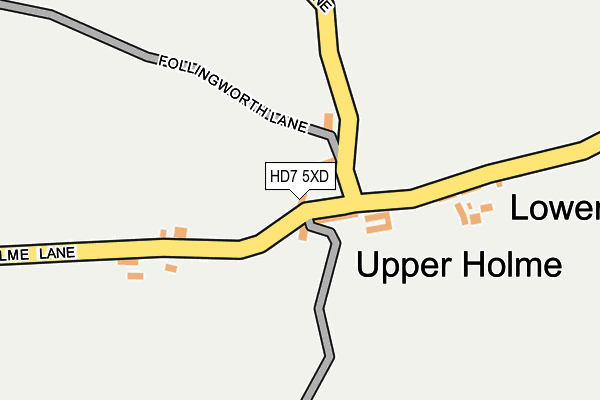 HD7 5XD map - OS OpenMap – Local (Ordnance Survey)
