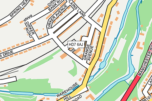 HD7 6AJ map - OS OpenMap – Local (Ordnance Survey)
