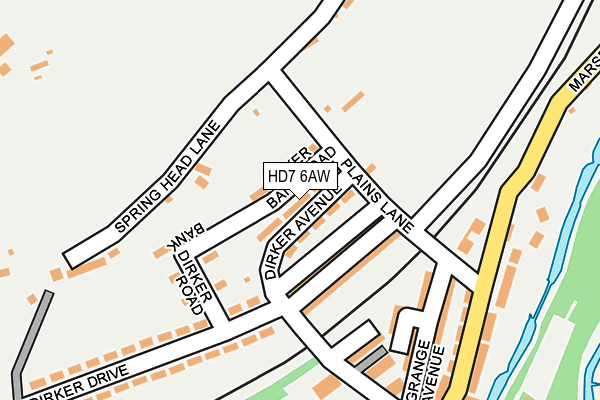 HD7 6AW map - OS OpenMap – Local (Ordnance Survey)