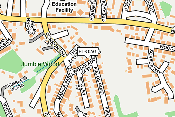 HD8 0AG map - OS OpenMap – Local (Ordnance Survey)