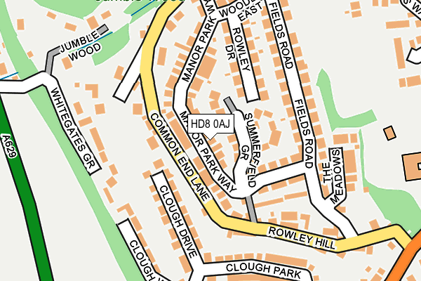 HD8 0AJ map - OS OpenMap – Local (Ordnance Survey)
