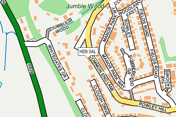HD8 0AL map - OS OpenMap – Local (Ordnance Survey)