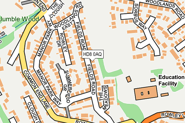 HD8 0AQ map - OS OpenMap – Local (Ordnance Survey)