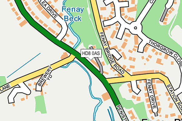 HD8 0AS map - OS OpenMap – Local (Ordnance Survey)