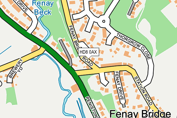 HD8 0AX map - OS OpenMap – Local (Ordnance Survey)