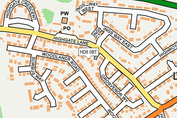 HD8 0BT map - OS OpenMap – Local (Ordnance Survey)