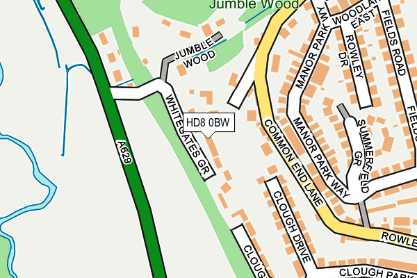 HD8 0BW map - OS OpenMap – Local (Ordnance Survey)