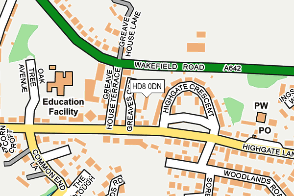 HD8 0DN map - OS OpenMap – Local (Ordnance Survey)